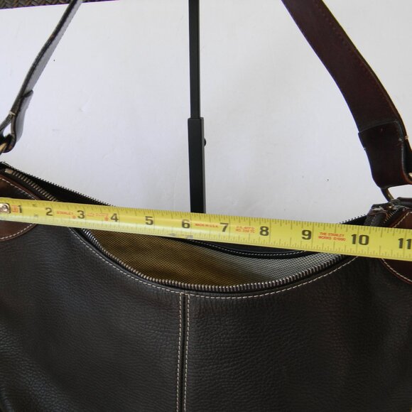 VINTAGE DOONEY & BOURKE BROWN PEBBLE LEATHER LARGE HOBO SHOULDER BAG - Picture 4 of 12